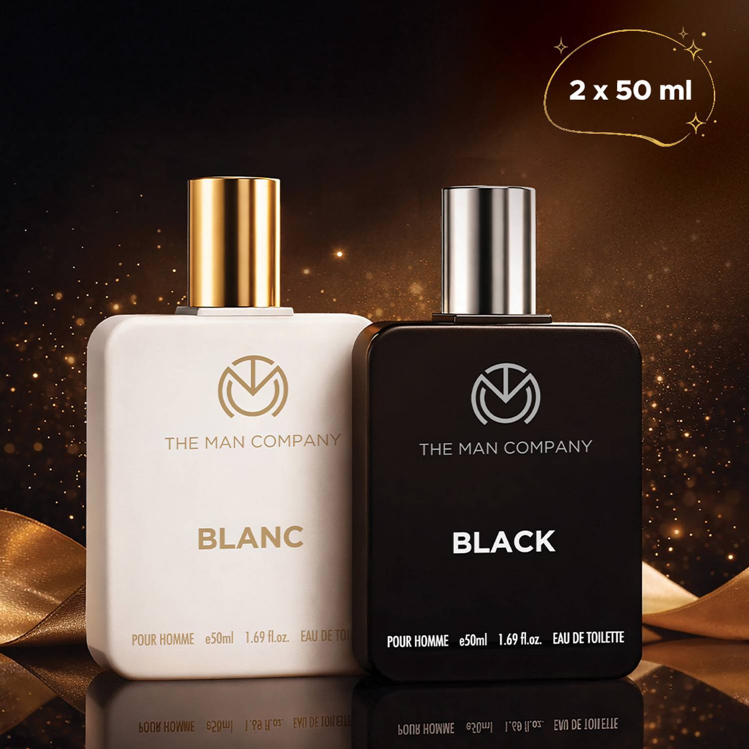 THE MAN COMPANY Blanc EDT (50ml) & Black EDT (50ml) Long Lasting Perfu