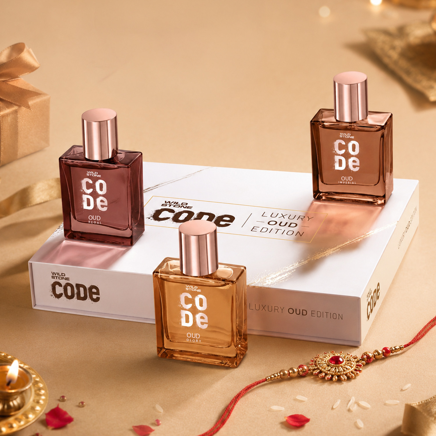 Wild Stone CODE Luxury OUD Eau De Parfum Gift Set For Men | 50ml X 3 - Regal, Imperial & Glory Eau de Parfum  -  150 ml