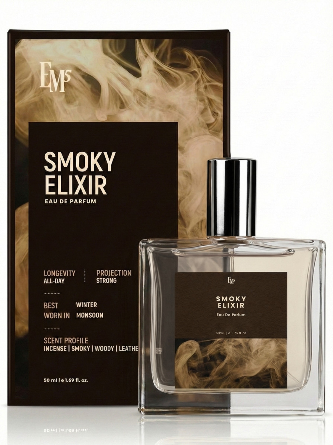 Image of Em5 Smoky Elixir EDP Perfume for Men | Incense, Smoky, Woody, Leather Fragrance | Eau de Parfum - 50 ml