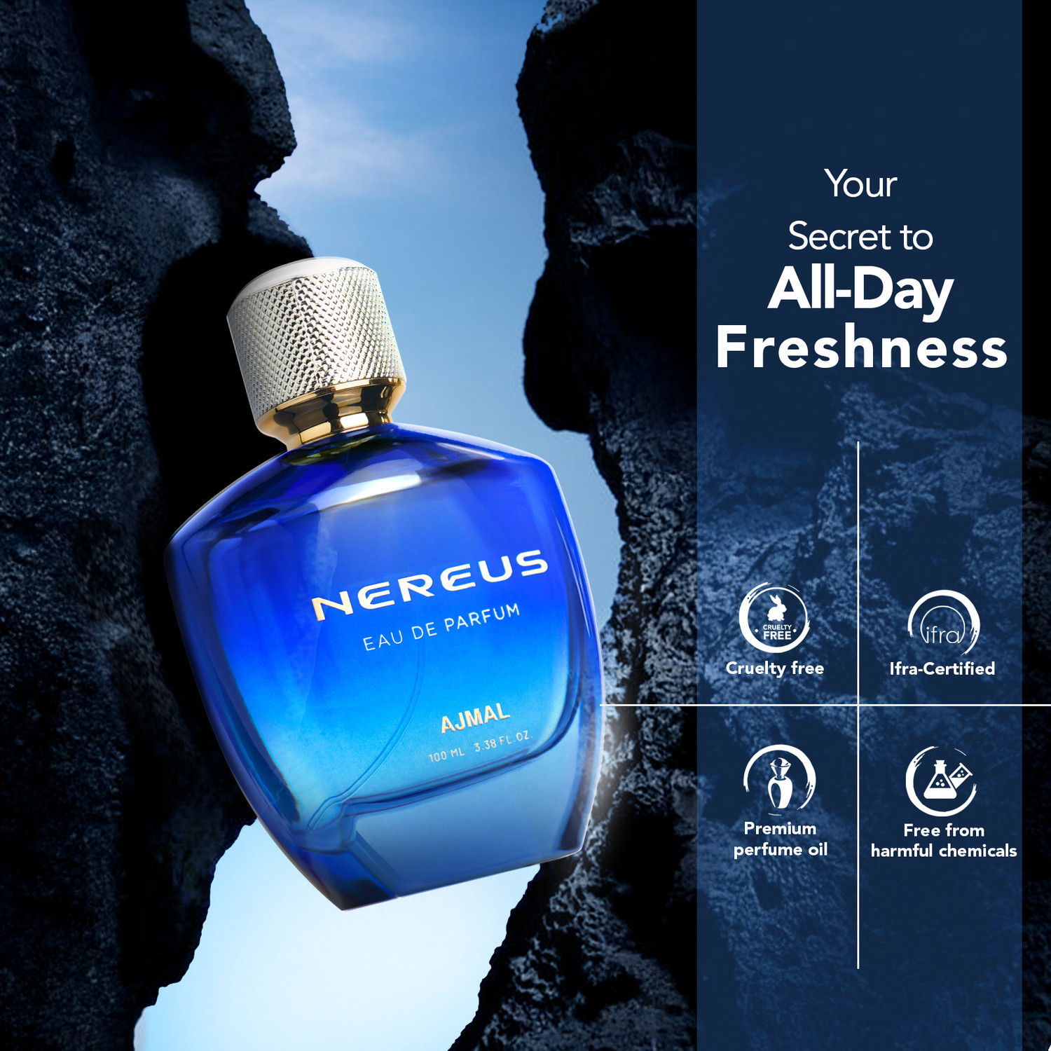 Image of Ajmal Nereus Long Lasting Unisex Eau De Parfum | Premium Fresh & Classic Fragrance Eau de Parfum - 100 ml