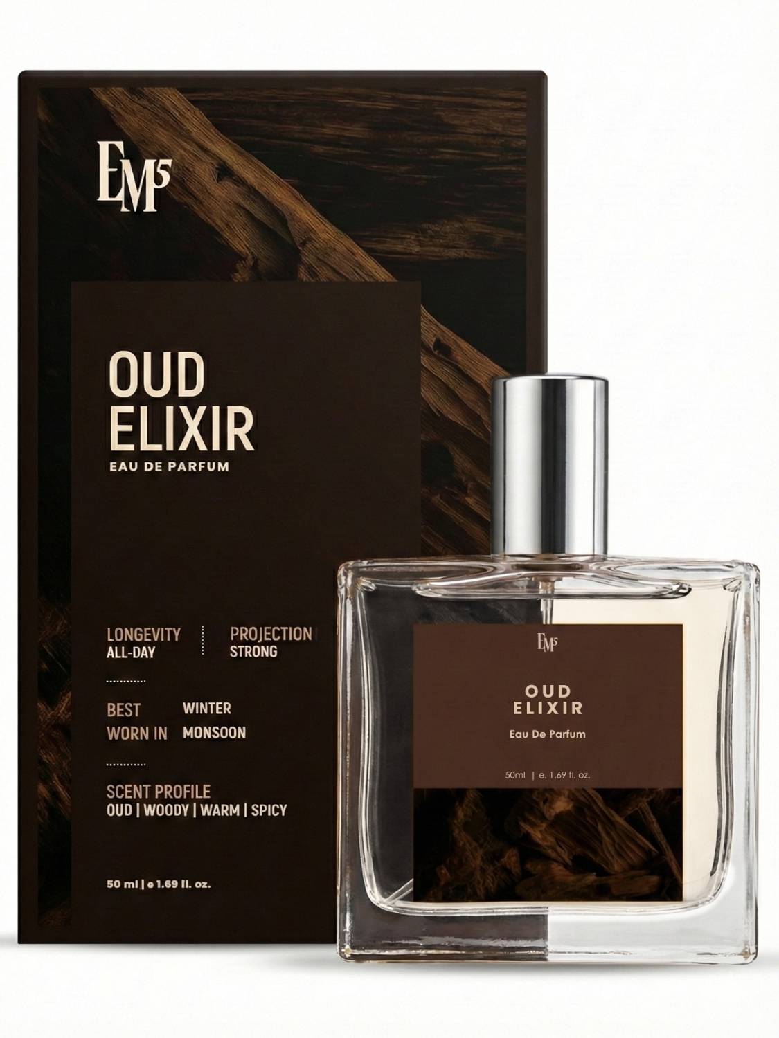 Em5 Oud Elixir EDP Perfume for Men 50 ml - Image 1
