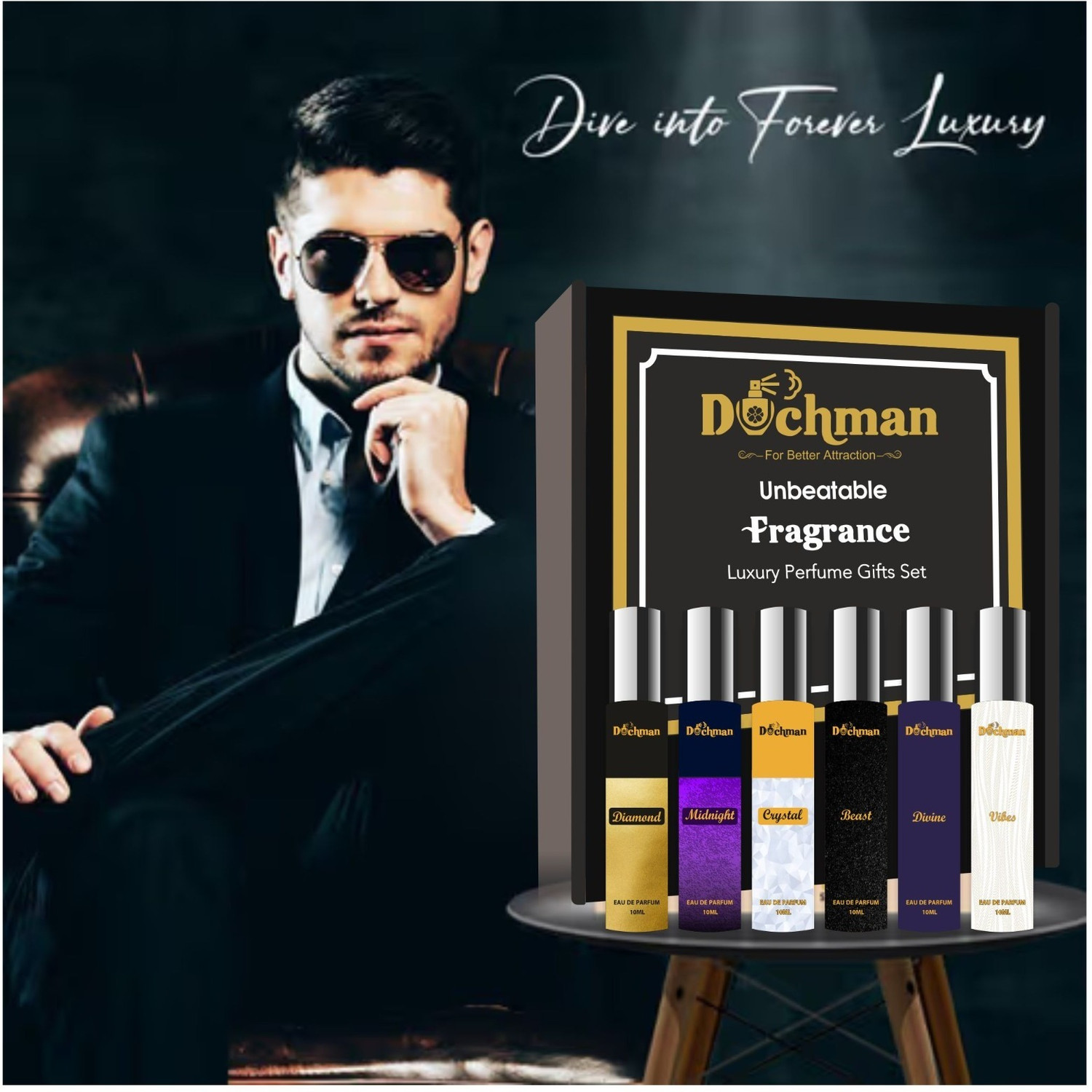 Image of DUCHMAN Perfume Gift Pack for Men & women |6x10Ml| Premium fragrance with Celebrity Eau de Parfum - 60 ml