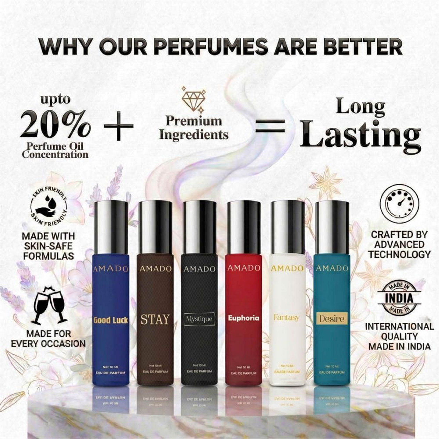 Image of Amado Luxury Perfume Gift Set 10mlX6 Unique Freshness & Romantic Depth 6x10 ML Perfume - 60 ml