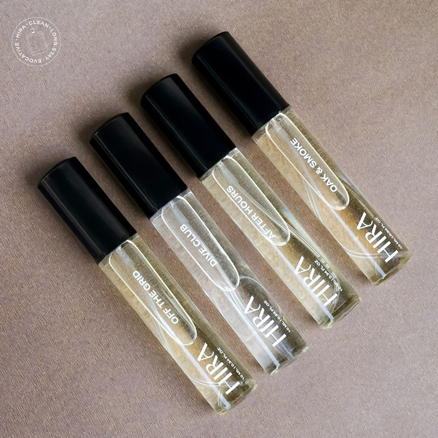 Image of HIRA Discovery Set 4 Luxury Perfume - DiveClub, Oak & Smoke, Off the Grid, AfterHours Eau de Parfum - 40 ml