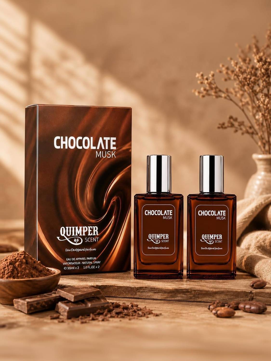 QUIMPER Chocolate Musk 2pcs 60ml Unisex Parfum - Image 1