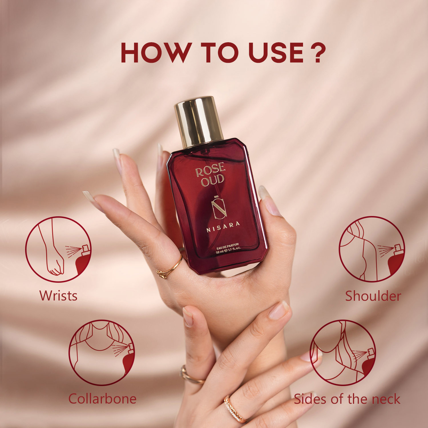 Image of Nisara Rose Oud Unisex Perfume for Men and Women - 50 ml Unisex Long Lasting Eau de Parfum - 50 ml