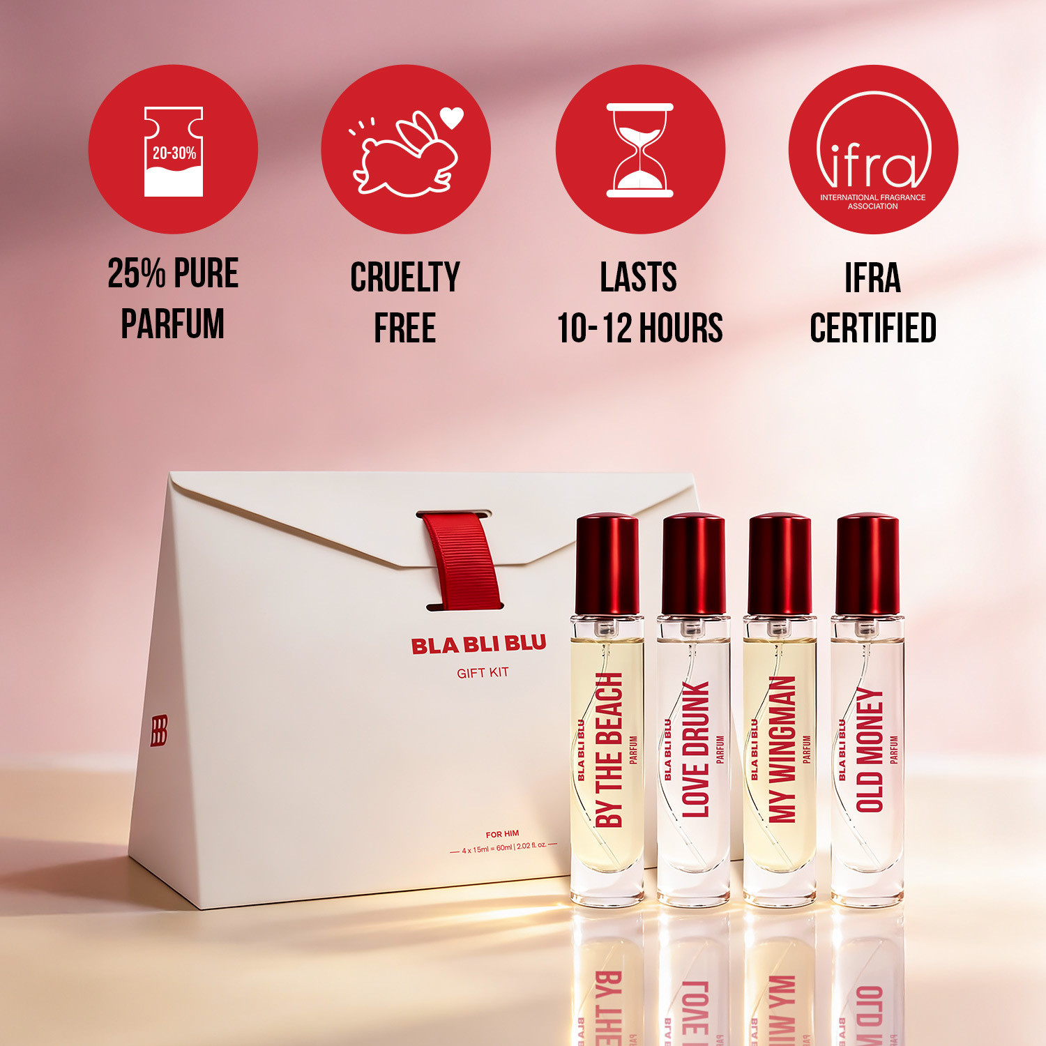 Image of BLA BLI BLU Perfume Gift Set for Him|4x15ml|Aromatic & Woody Notes|Long Lasting Perfume - 60 ml