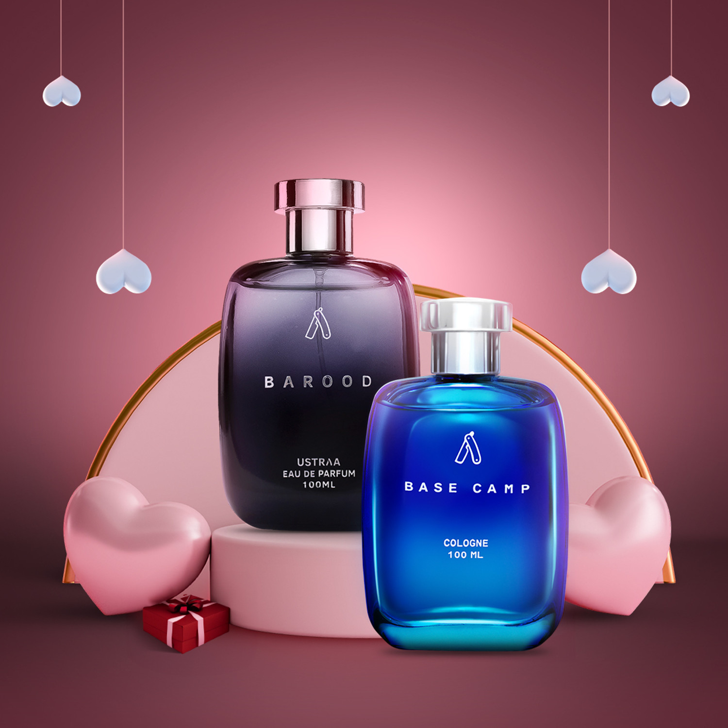 Image of USTRAA Valentine Gift Pack - Barood - EDP & Base Camp Cologne - Perfume for Men Eau de Parfum - 200 ml (For Men)