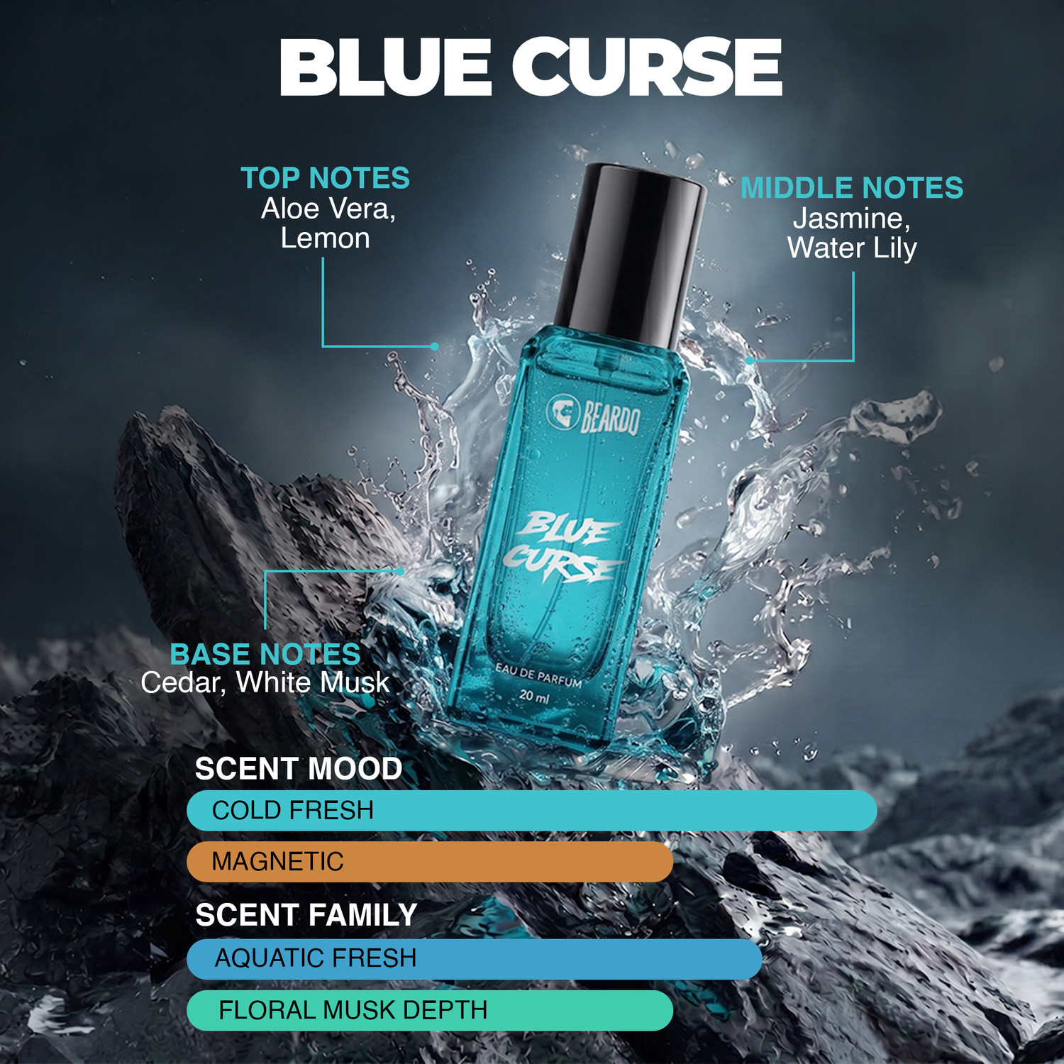 Image of BEARDO Sea Borne & Blue Curse Perfume For Men | Citrus, Fresh, Woody | Gift For Men | Eau de Parfum - 40 ml