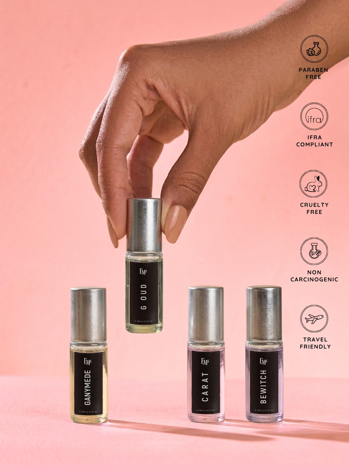 Image of Em5 Set of 4 Roll-On (Attar) - Pure Oil Perfume - 12 ml