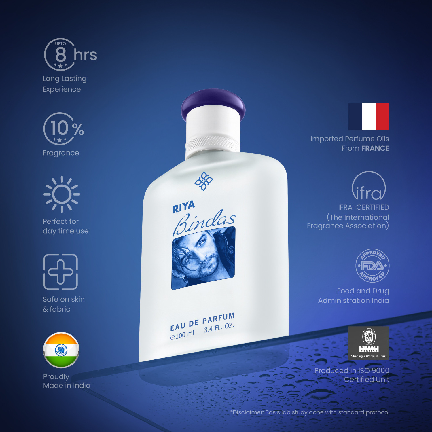 Image of RIYA Bindas Blue Perfume |Unique Blends of Mint & Mandarin Eau de Parfum - 100 ml