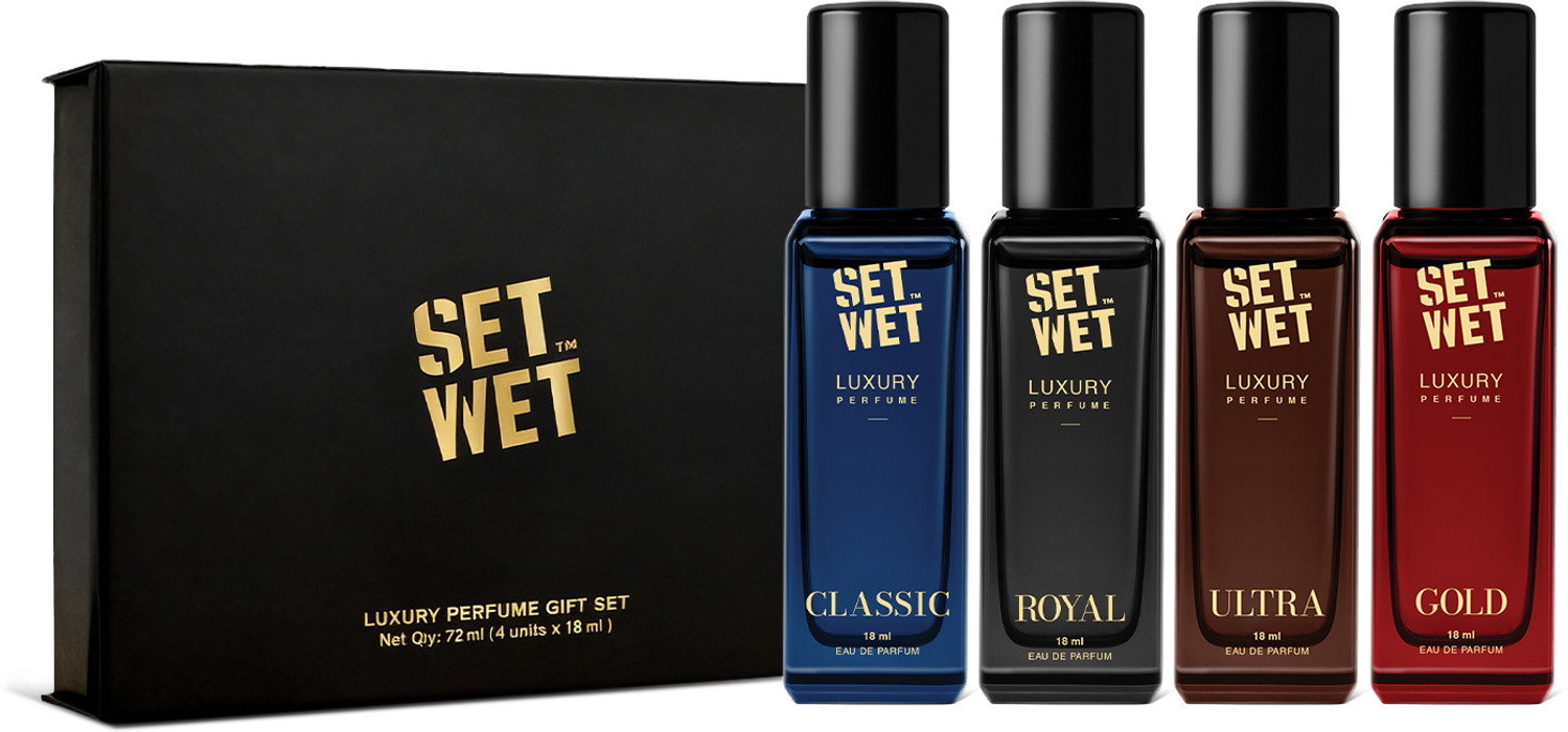Image of SET WET Luxury Perfume Gift Set | Perfume for Man | 4x18ml | Premium Fragrance Scent Eau de Parfum - 72 ml