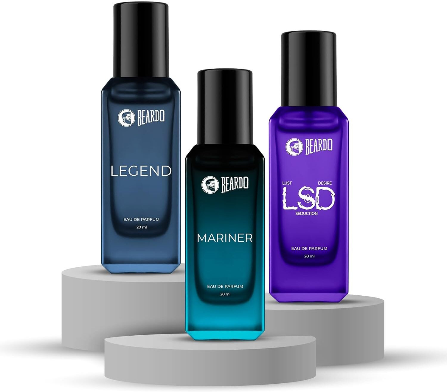 Image of BEARDO LSD, Legend & Mariner | Fresh | Strong & Long-Lasting Fragrance (Set of 3) Eau de Parfum - 60 ml
