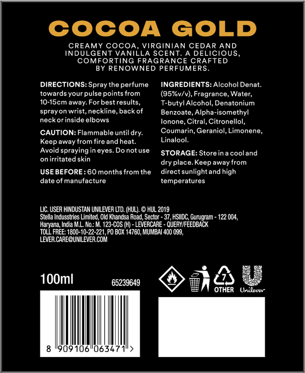 Image of AXE Premium Perfume for Men Cocoa Gold Warm Fragrance 12Hr Long Lasting Eau de Parfum - 100 ml