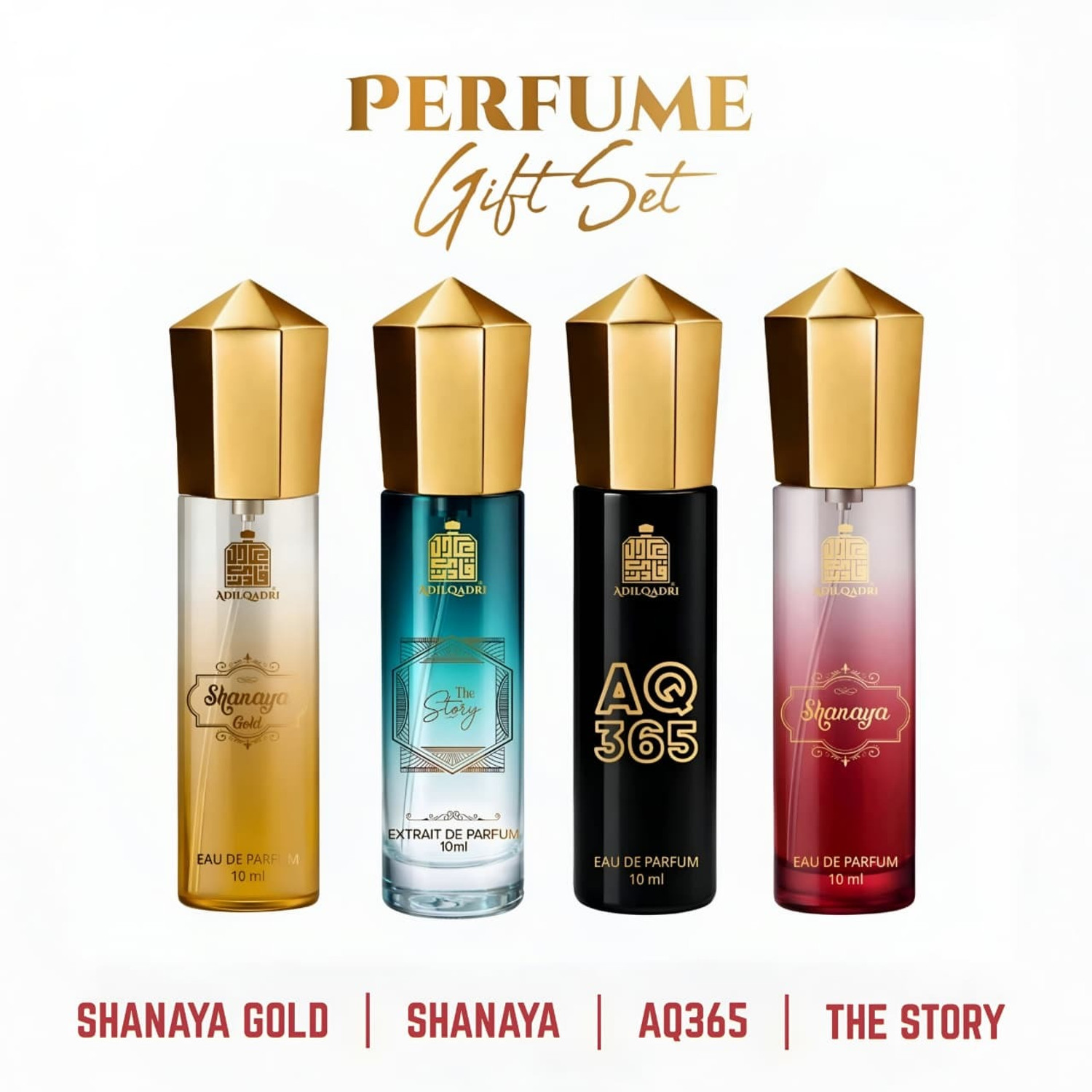 Image of Adilqadri Perfume Gift Set | French Fruity & Woody Notes | Long Lasting Gift Set 10mlx4 Eau de Parfum - 40 ml