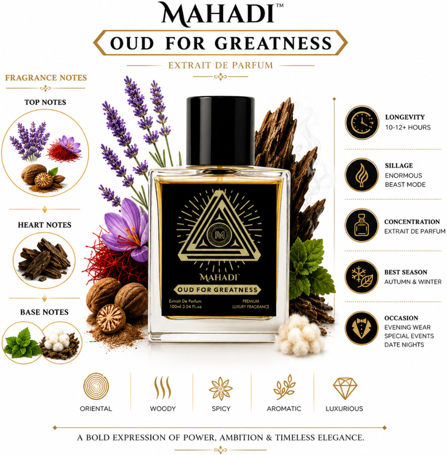 Image of Mahadi Oud for Greatness Perfume - 100 ml