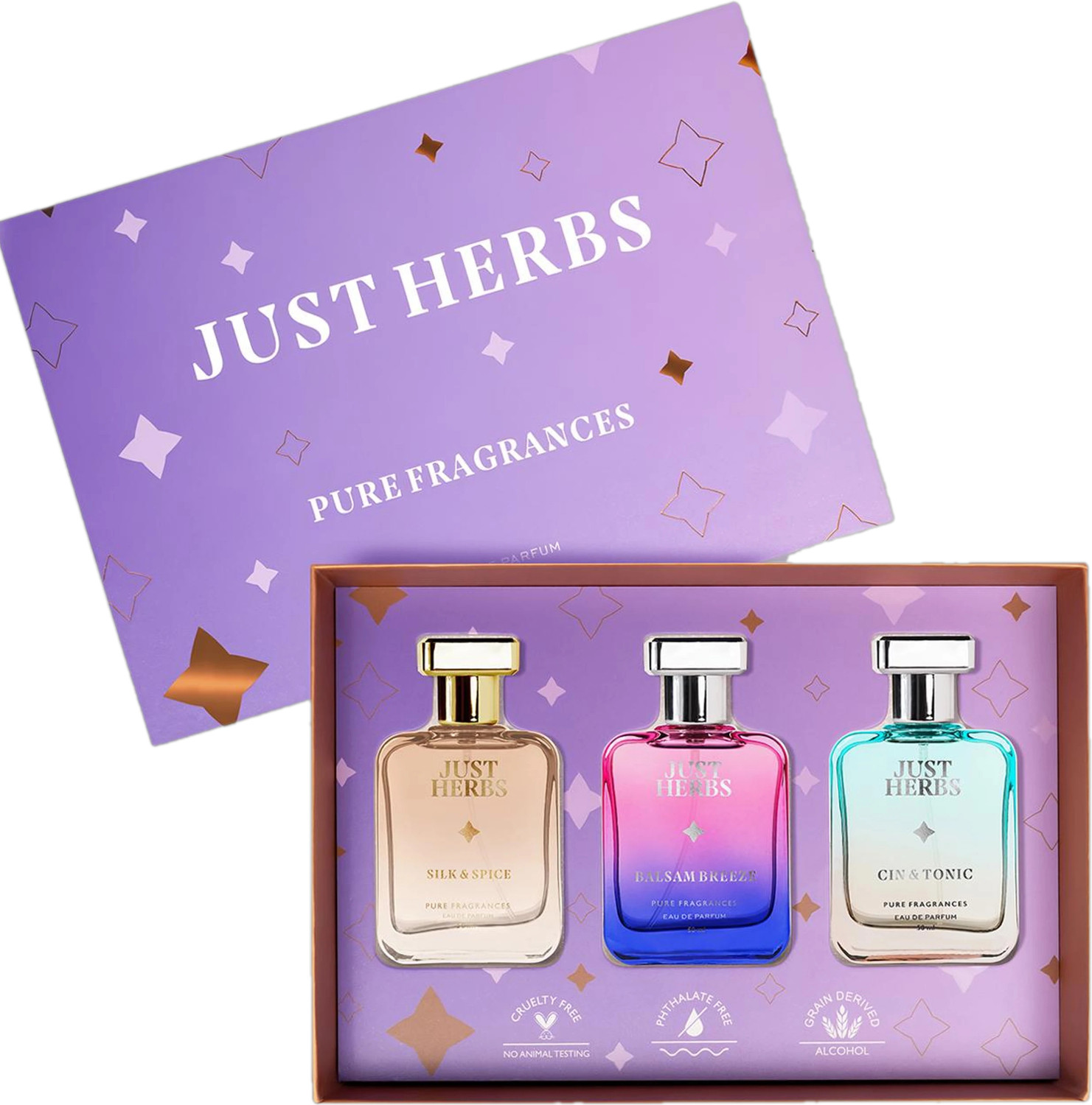 Just Herbs Pure Fragrances Refreshing & Energising Trio Perfume Set of 3 - 50ML Eau de Parfum  -  150 ml