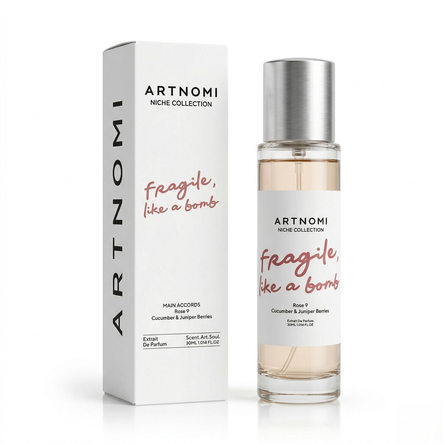 Image of Artnomi Fragile Like A Bomb | Rose, Juniper & Cucumber| 30%Concn. Long Lasting Fragrance Extrait De Parfum - 30 ml