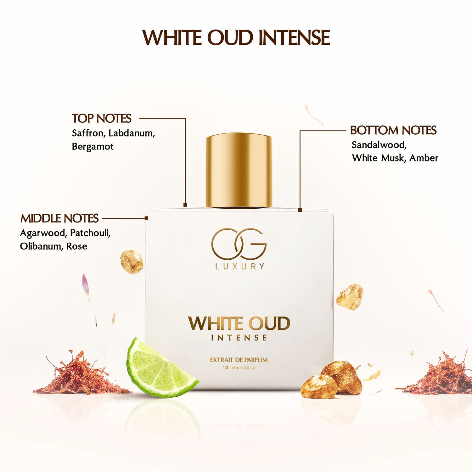 Image of OG LUXURY White Oud Intense Extrait De Parfum, Long lasting Woody Notes Perfume Extrait De Parfum - 100 ml