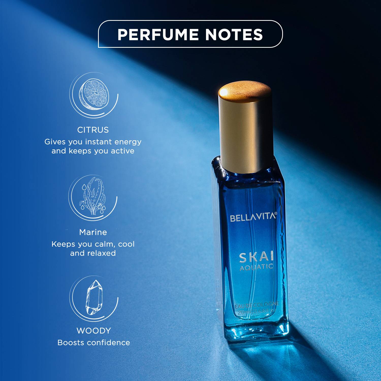 BELLAVITA SKAI AQUATIC Unisex Cologne 20 ml - Image 3