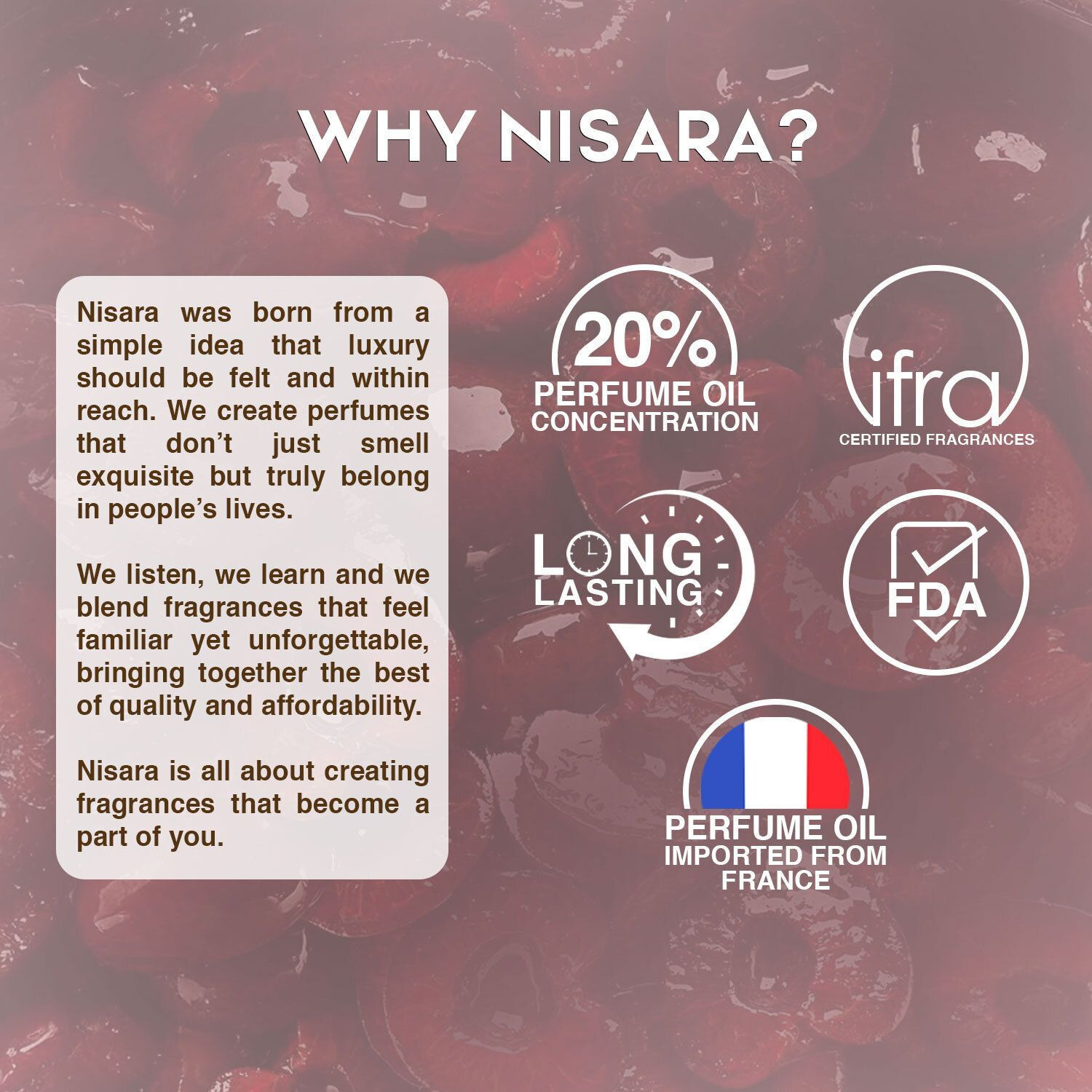 Image of Nisara Perfume Cherry Bloom Long Lasting Fruity Floral Premium Eau de Parfum - 100 ml