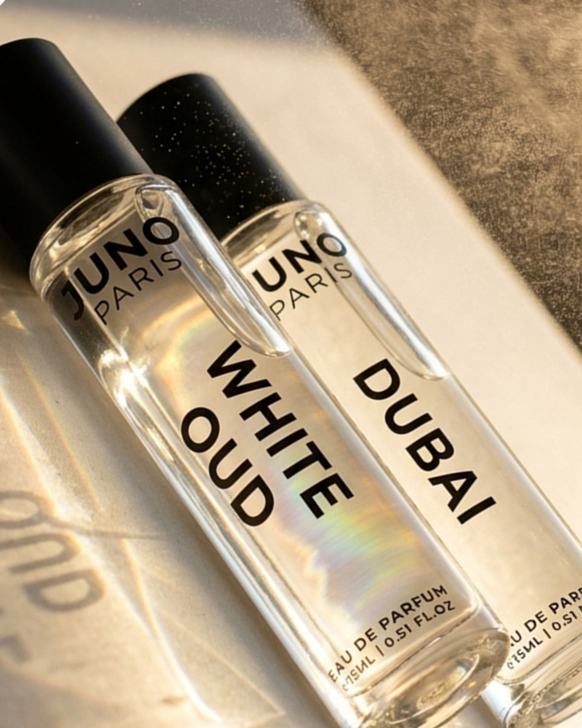 Image of JUNO PARIS Oud Eclipse White Oud & Dubai Unisex Perfume Combo| 15mlx2 | Long Lasting Eau de Parfum - 30 ml