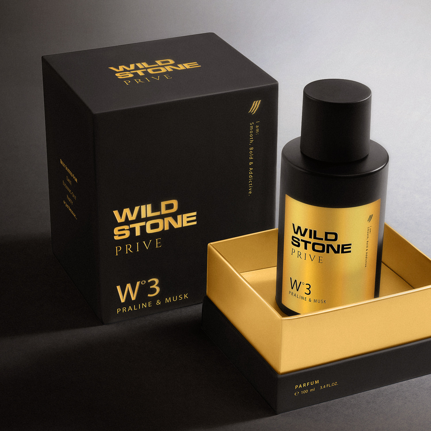 Image of Wild Stone PriveW3 Praline & Musk Parfum, Luxury Premium Perfume, Warm & Vanilla Fragrance, Eau de Parfum - 100 ml