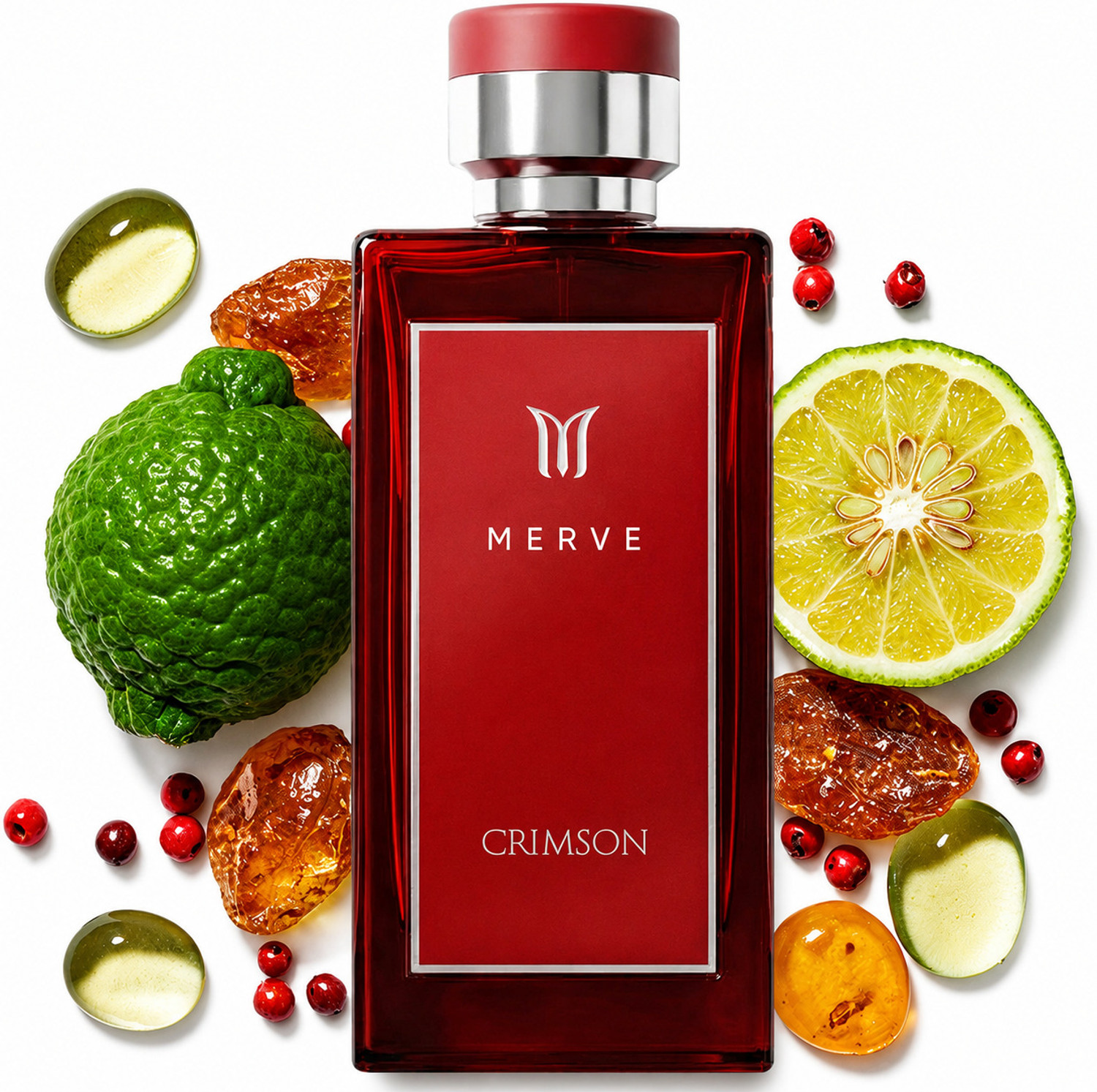 Merve Crimson Long Lasting Perfume EDP Sweet Spicy Citrus Amber Occasions Eau de Parfum  -  100 ml
