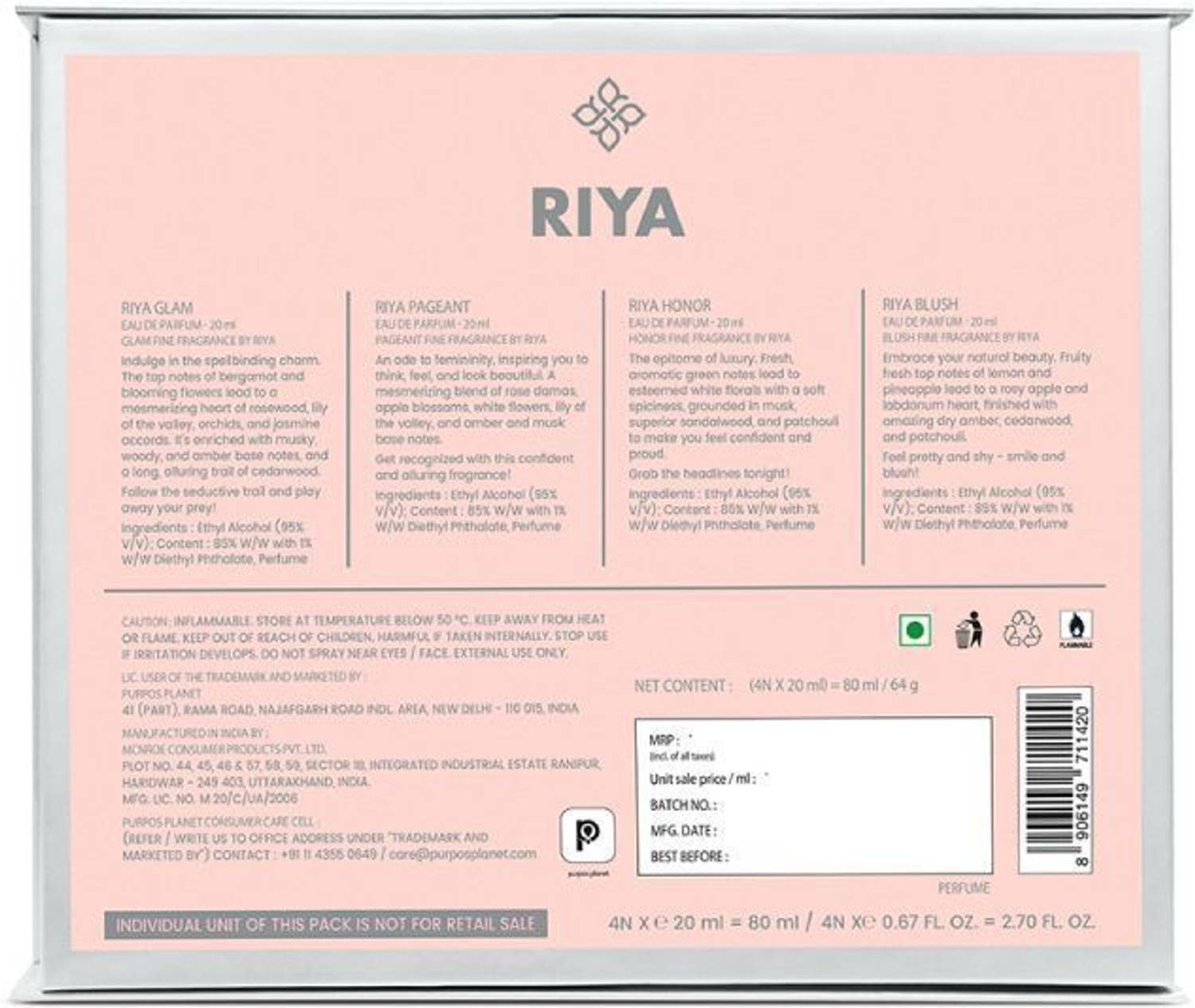 RIYA Gift A Memory Perfume Set 80 ml 20 ml - Image 2