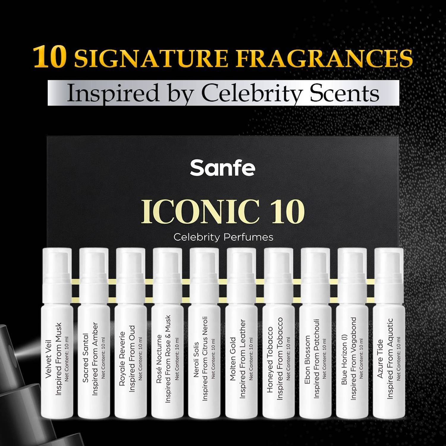 Sanfe Iconic 10 Celebrity Perfume Pack of 10 · 10 ml (100 ml total) - Image 2