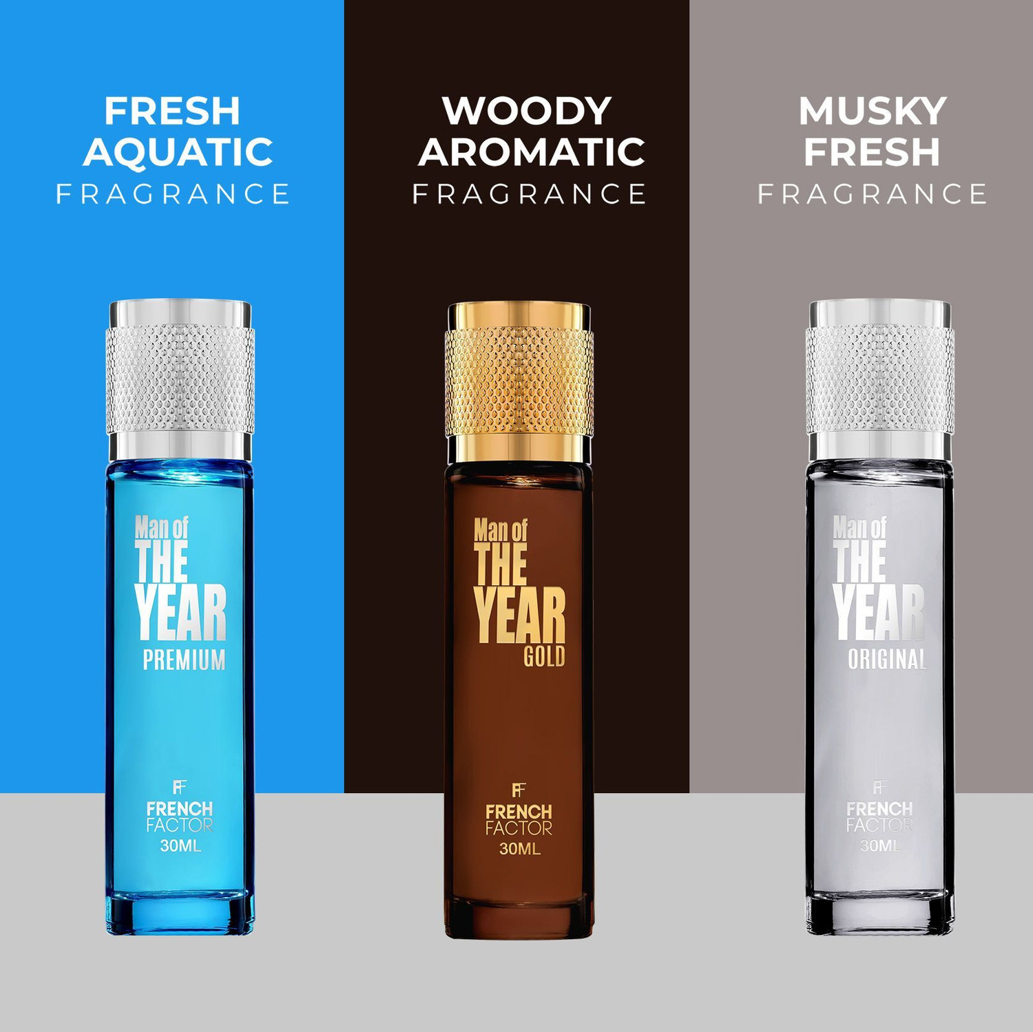 Image of French Factor Luxury Gift Set with Premium Gold Original Perfume New Arrival Pack of 3 Eau de Parfum - 90 ml