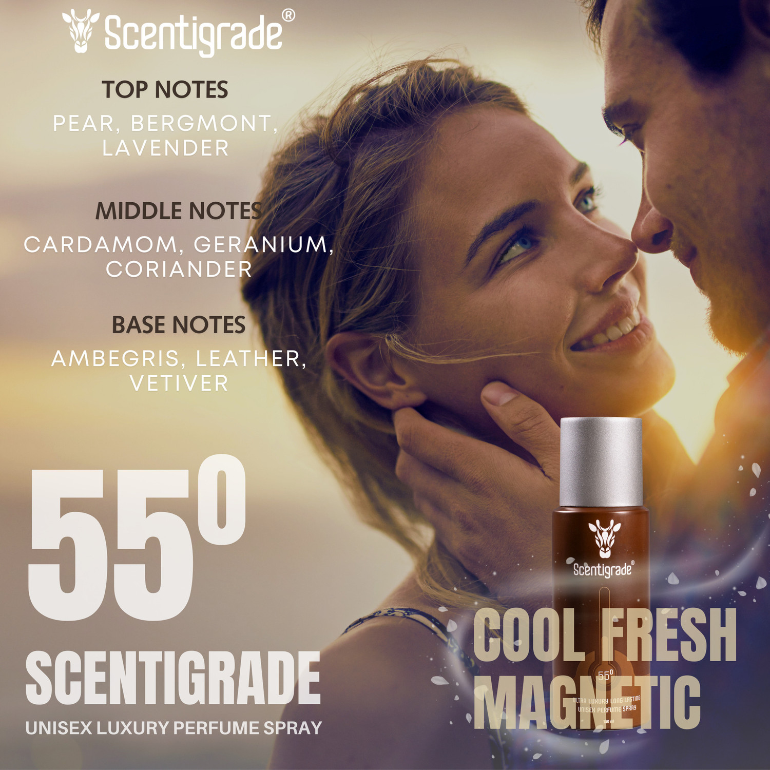 Image of Scentigrade Fifty Five Degree Unisex Luxury Perfume Body Spray |No Gas| Long Lasting Scent Eau de Cologne - 150 ml