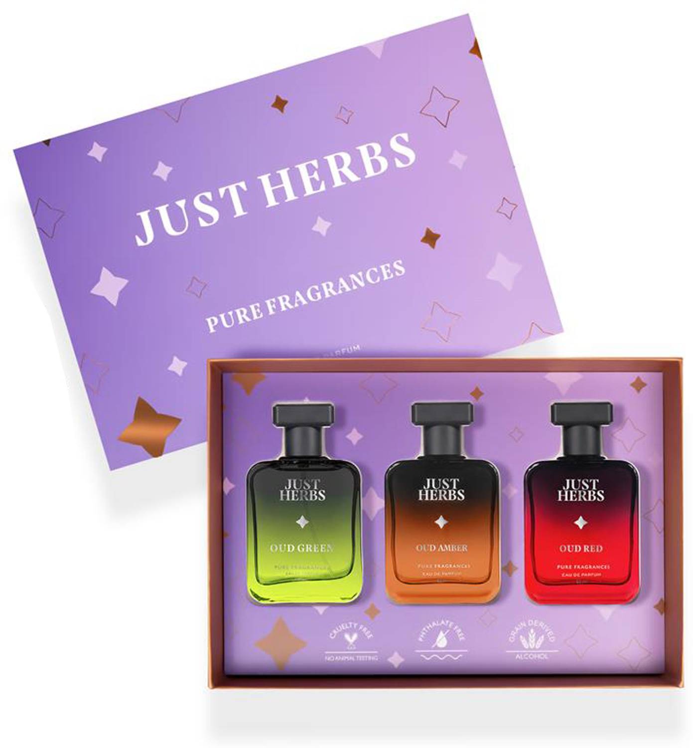 Just Herbs Pure Fragrances Intense Oud Trio Perfume Set of 3 - 50ML Ea