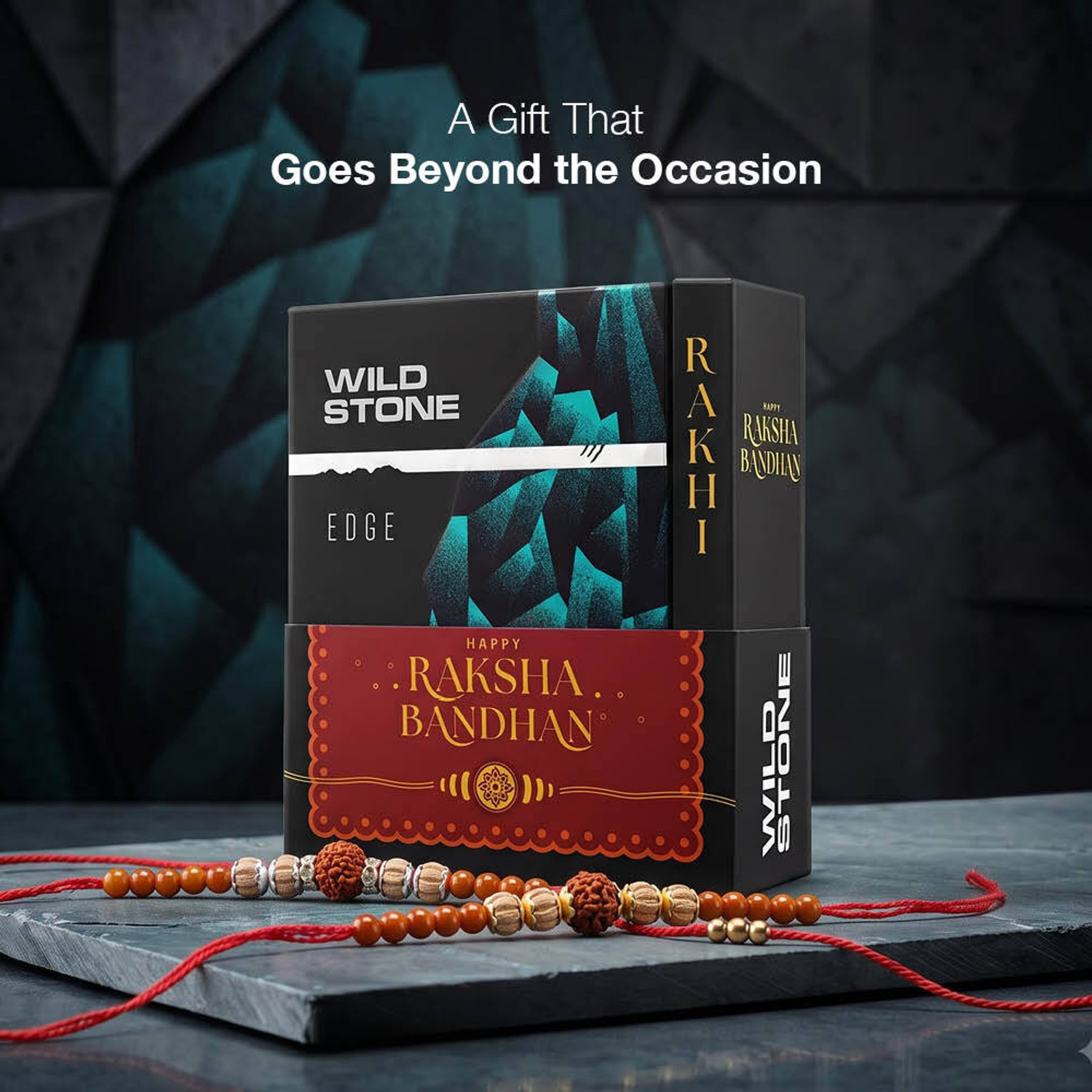 Image of Wild Stone Edge Parfume with 2 Designer Rakhi Set | Raksha Bandhan Gift Pack | Eau de Parfum - 50 ml