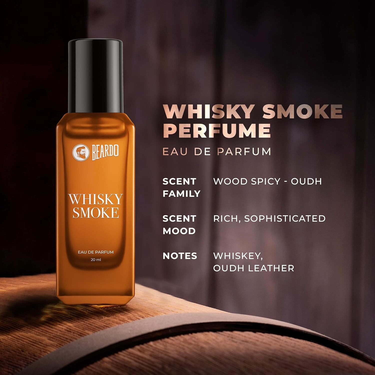 Image of BEARDO Whisky Smoke Collectors Perfume for Men-Bourbon, Firebomb & Whiskey Smoke Eau de Parfum - 60 ml