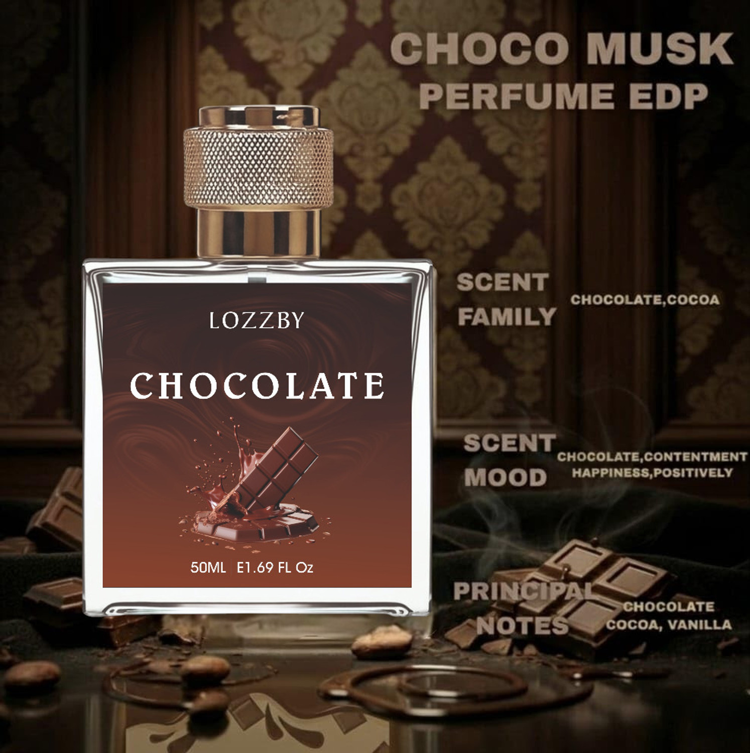 Image of LOZZBY Chocolate Perfume Smooth Sweet Aroma Long Lasting 0.15 Eau de Parfum - 50 ml