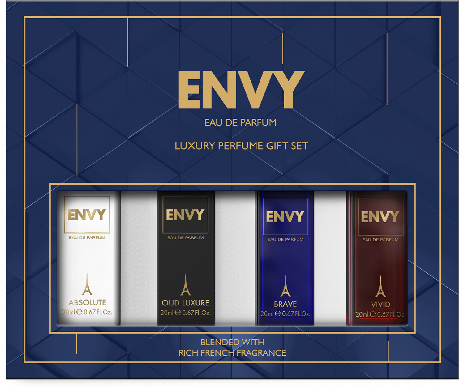 Image of Envy Absolute, OUD Luxure, Brave & ViVid - 4x20 ml Luxury EDP Gift Pack Eau de Parfum - 80 ml