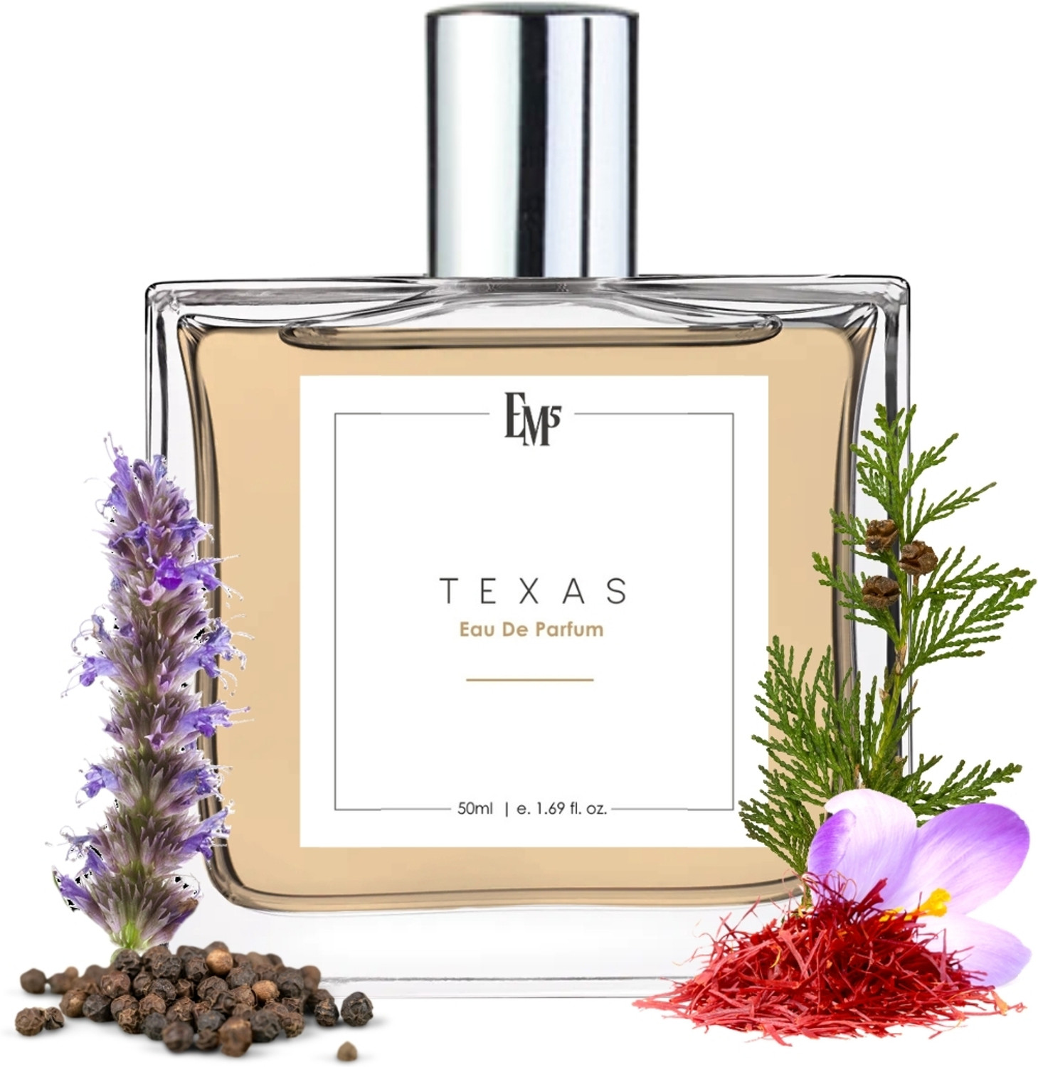 Image of Em5 Texas Perfume for Men |Spicy Woody Sweet Aromatic Fragrance | Eau de Parfum - 50 ml