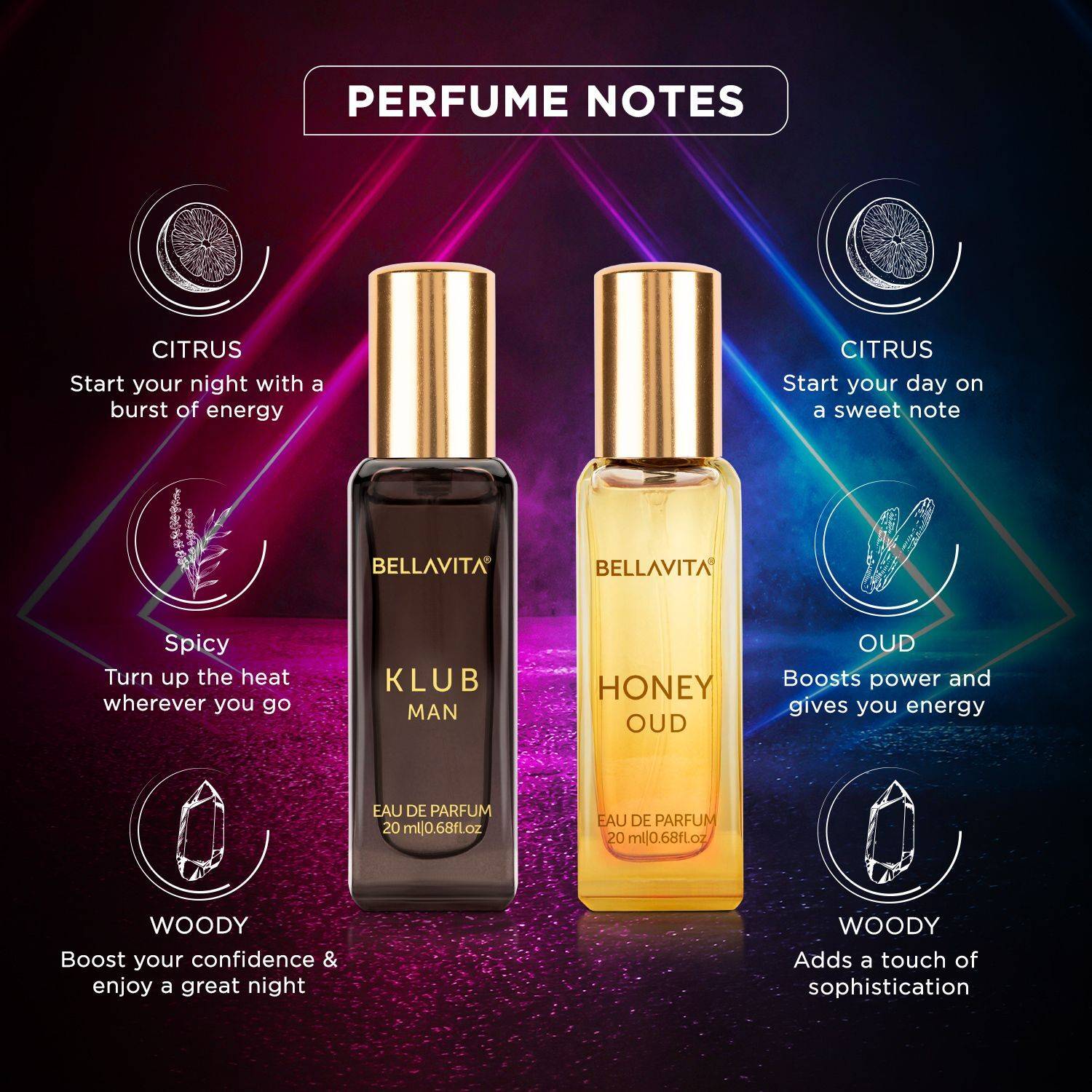 BELLAVITA KLUB MAN & HONEY OUD Pack of 2 · 20 ml (40 ml total) - Image 2