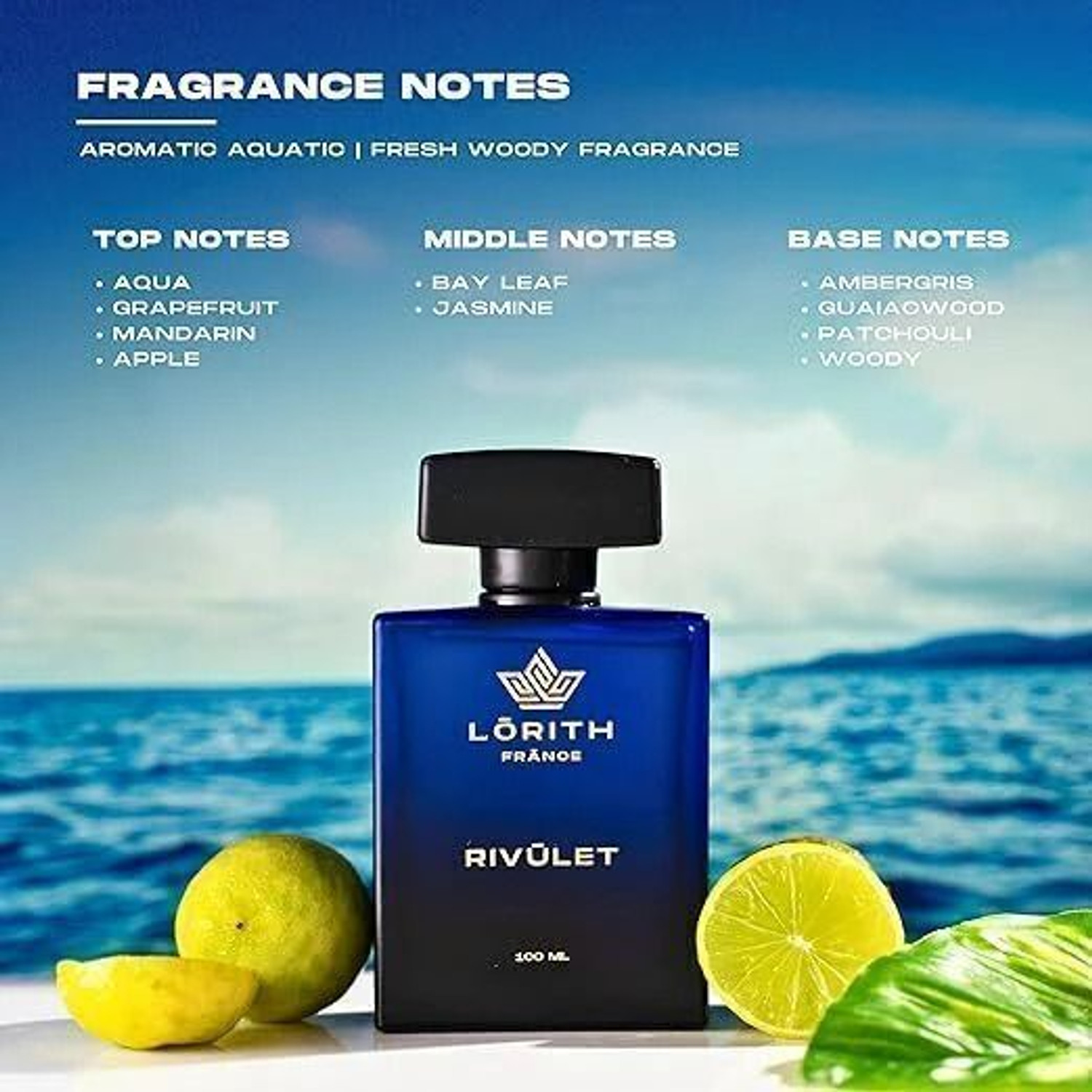Image of Lorith France Rivulet Eau de Parfum for men - 100ml (Pack of 3) Extrait De Parfum - 300 ml