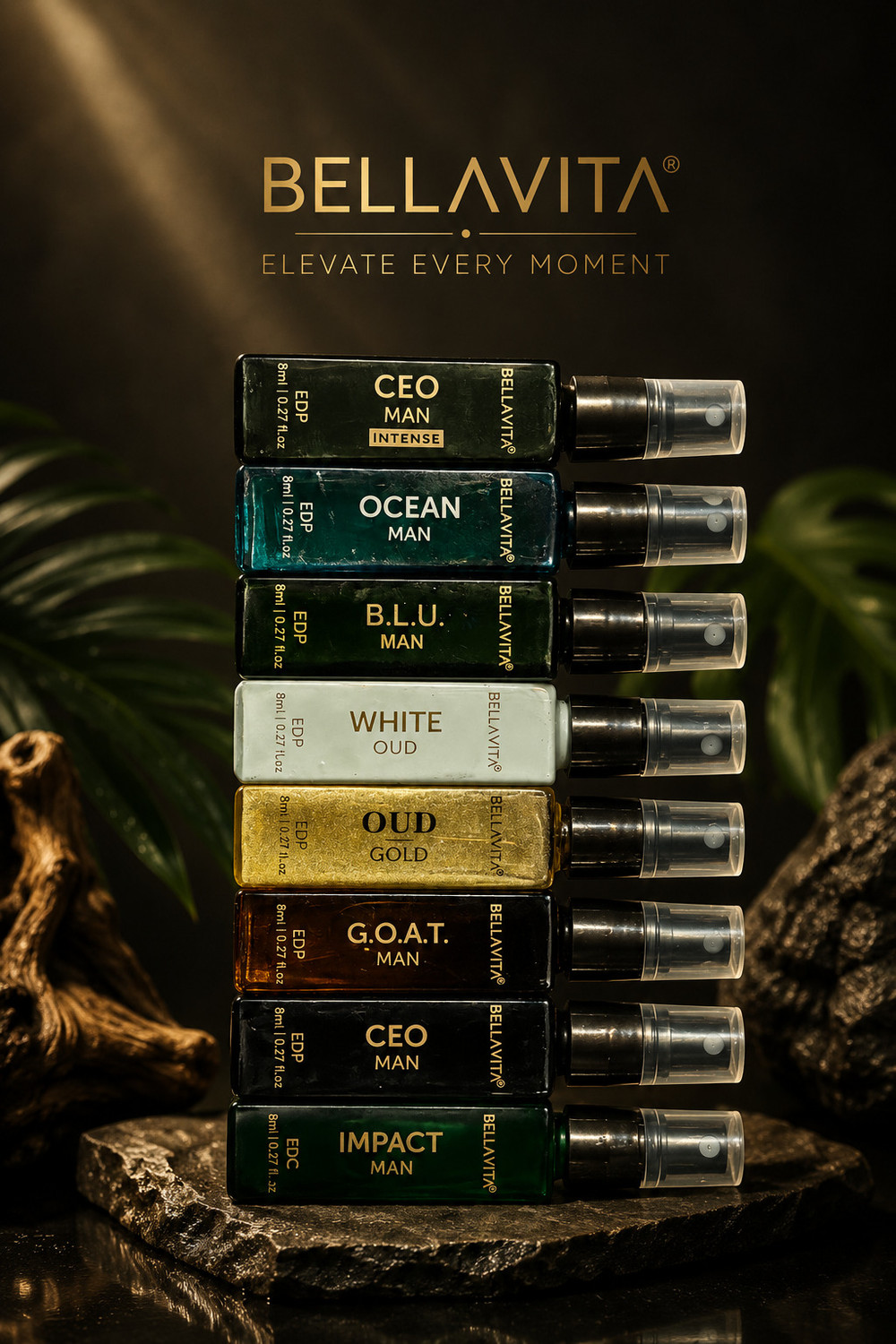 Image of Bellavita Luxury Trial Pack Men Mini Perfume Gift Set 8x8ml Eau de Parfum - 64 ml