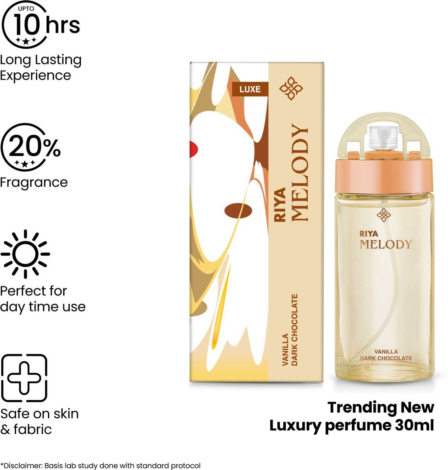 Image of RIYA Melody Vanilla Dark Chocolate Perfume | Warm Gourmand Notes | Long-Lasting Eau de Parfum - 30 ml