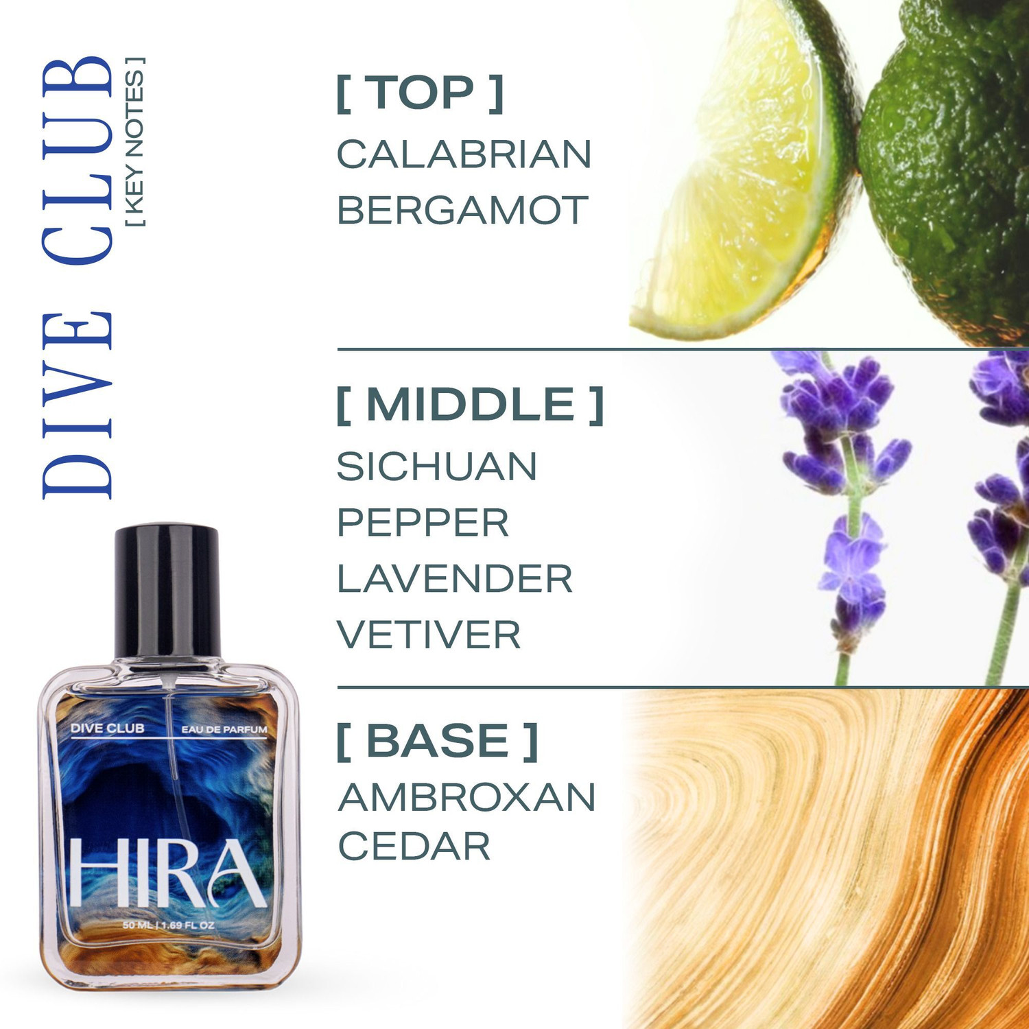Image of HIRA Dive Club Perfume for Man |Long Lasting Smell |Woody, Spicy Fresh & Strong Scent Eau de Parfum - 50 ml