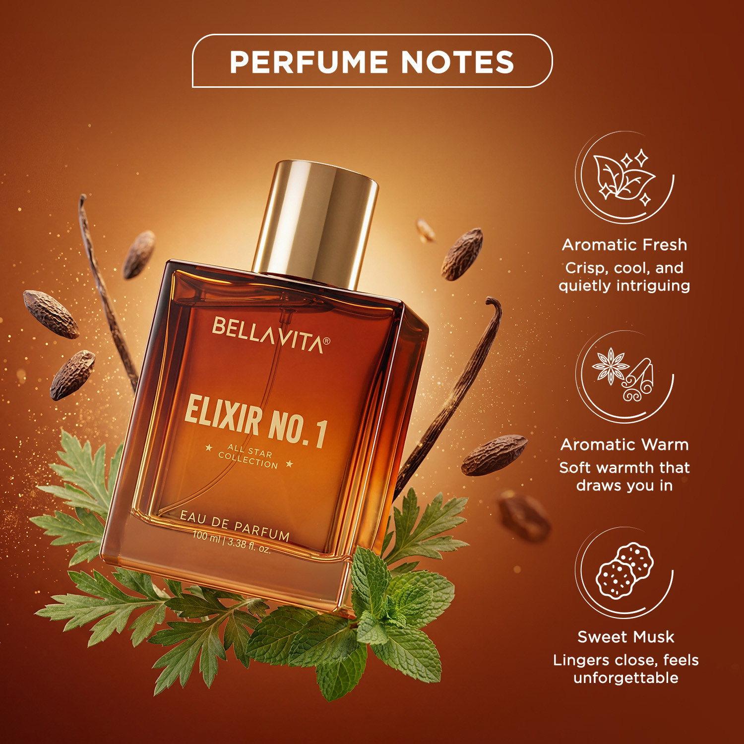 Image of BELLAVITA Elixir No-1| Long Lasting Fragrance| Lavender Musk|Scent Eau de Parfum - 100 ml
