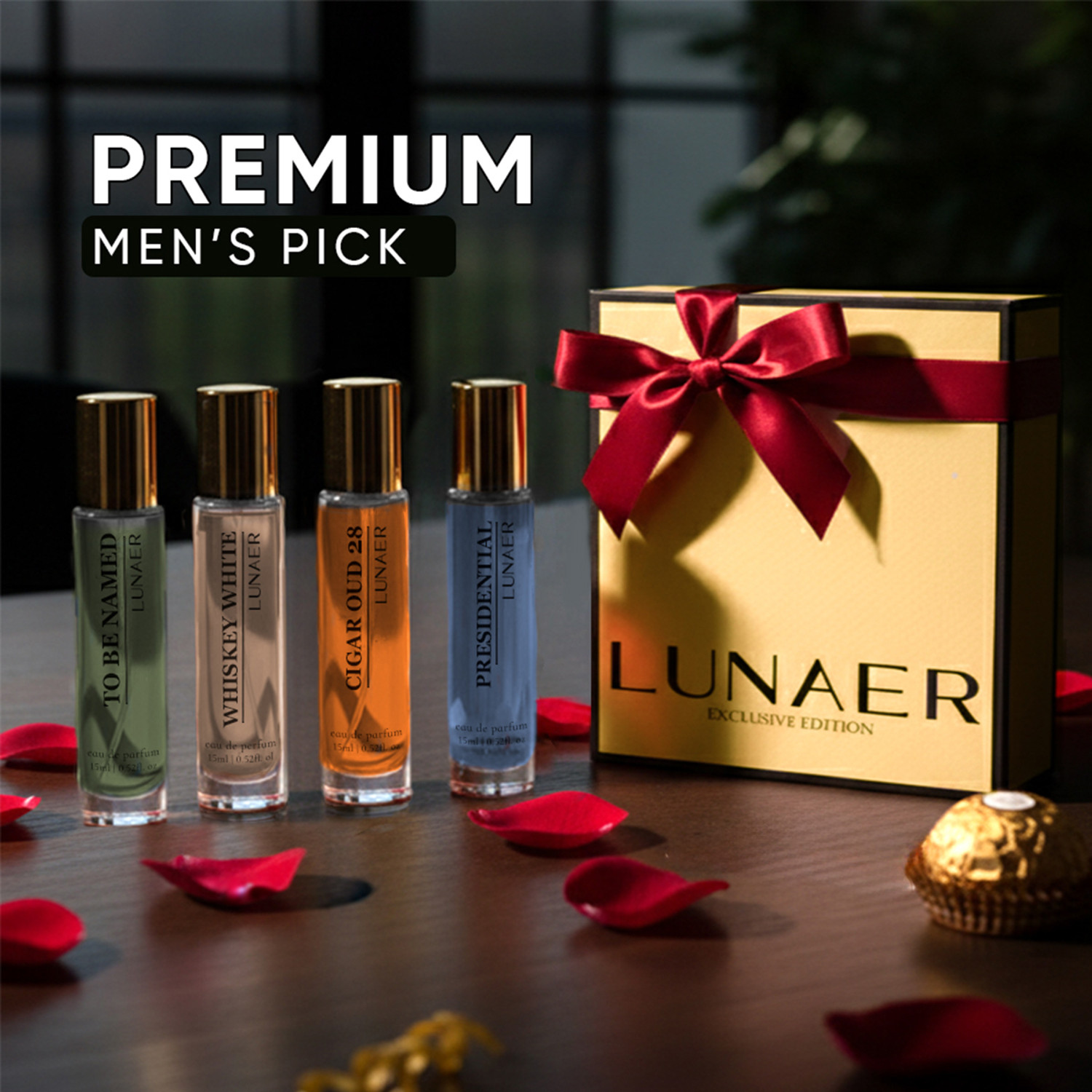 Image of Lunaer Luxury Perfume Gift Set - 4X15 ml Long Lasting Eau de Parfum - 60 ml