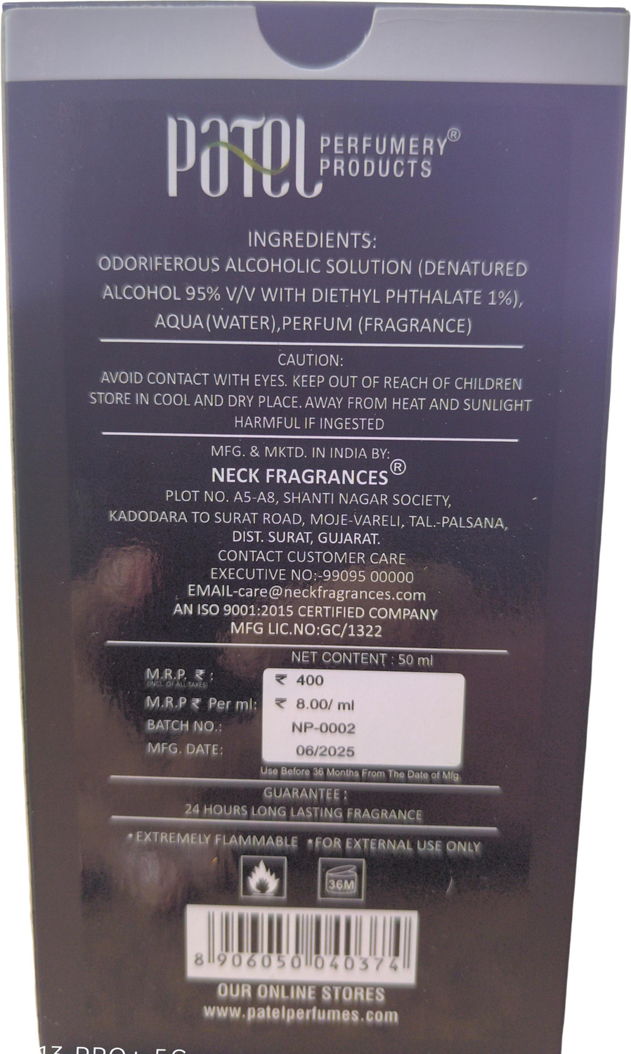 Image of PATEL MAGNETIC MAN Long Lasting Apparel Spray Perfume - 50 ml