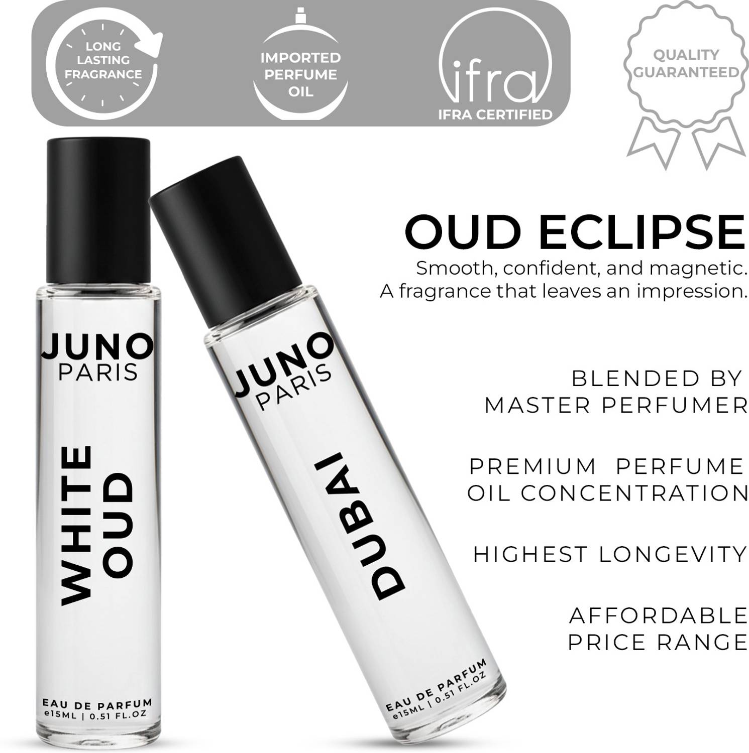 JUNO Paris Oud Eclipse White Oud & Dubai Unisex Perfume Combo 30 ml - Image 2