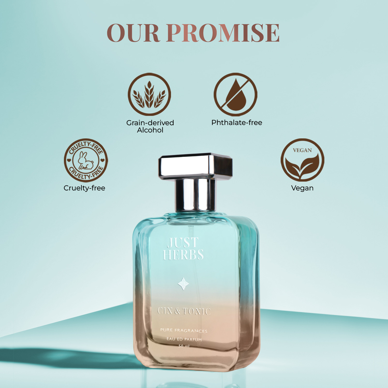 Image of Just Herbs Energising Cin & Tonic Long Lasting Eau de Parfum - 50 ml