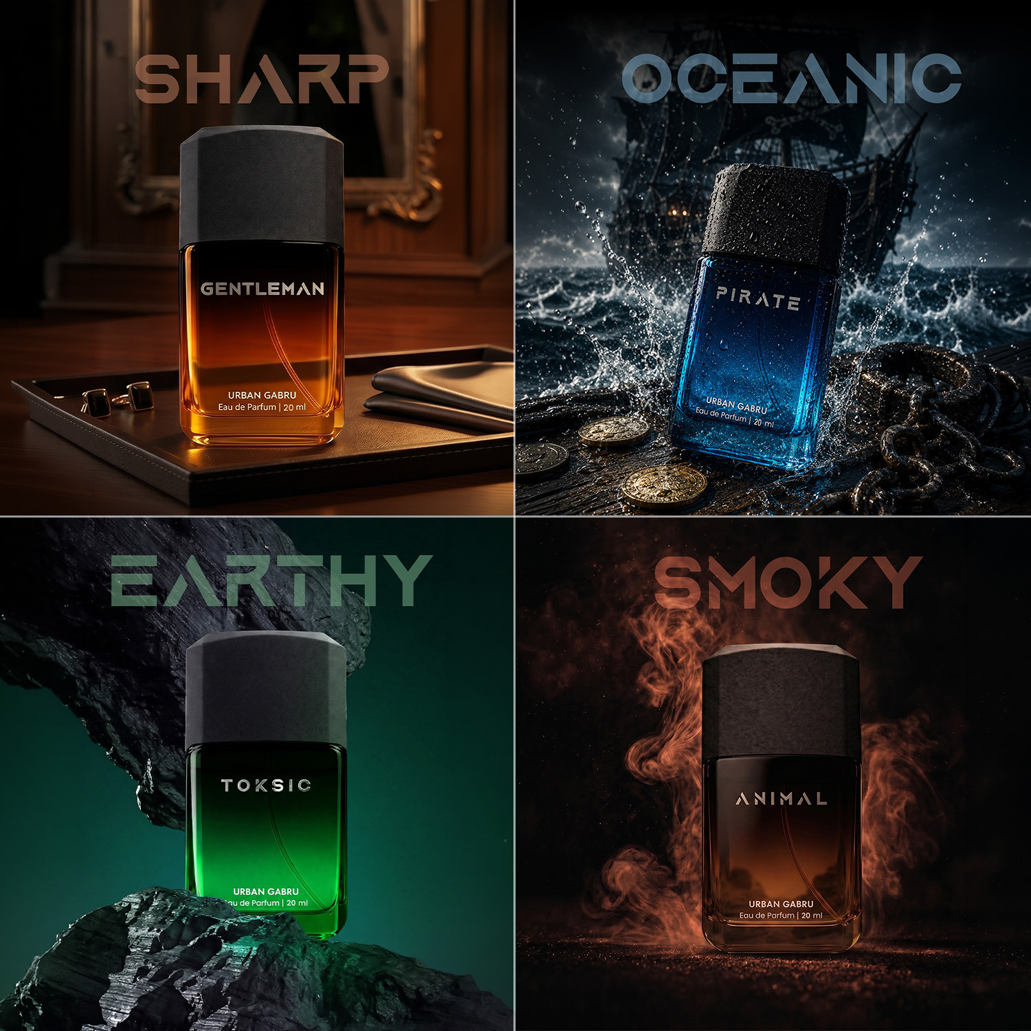 Image of urbangabru Long Lasting Men's Perfume Gift Set with 4 Premium EDP Fragrances Eau de Parfum - 80 ml