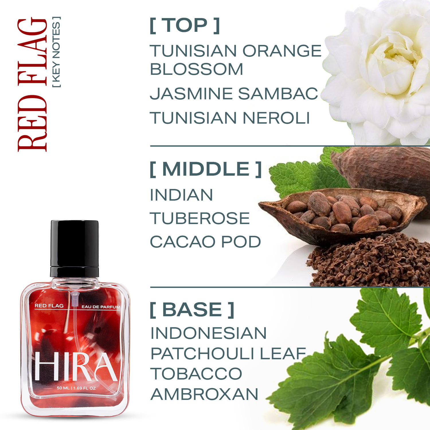Image of HIRA Red Flag Perfume | For Long Lasting Smell|Tuberose & Patchouli Fragrance|Gifts Eau de Parfum - 50 ml